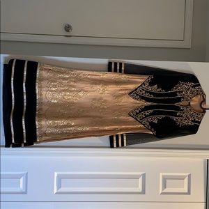 Beige Velvet Mixed Kurtha Salwar